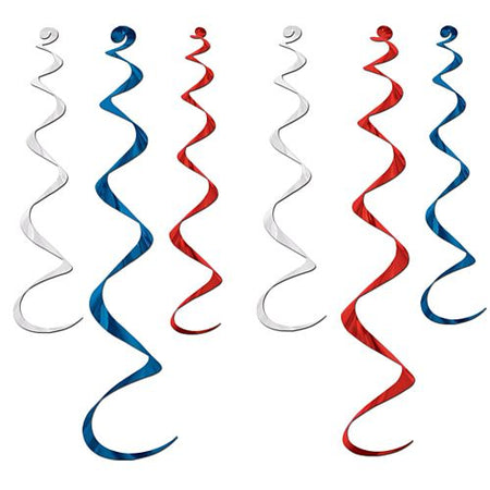 Red, White and Blue Twirly Whirlys - 91.4cm - Pack of 6