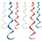 Red, White and Blue Twirly Whirlys - 91.4cm - Pack of 6