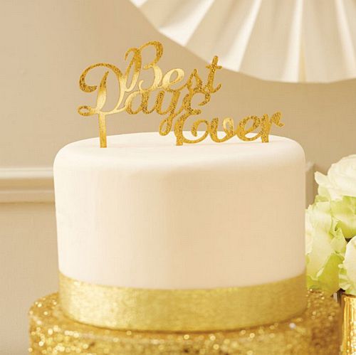 Gold Glitter 'Best Day Ever' Cake Topper