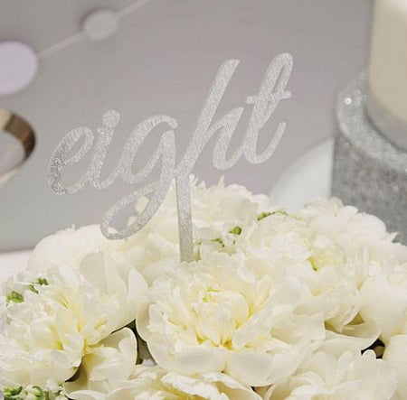 Silver Glitter Table Numbers 1-12