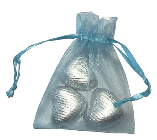 Favour Bag with 3 Chocolates- Pale Blue - Pack of 10