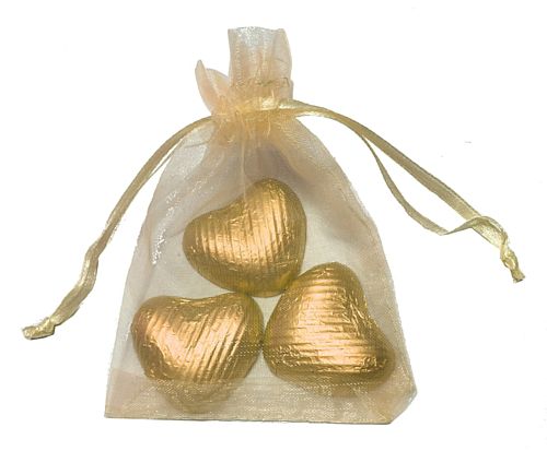 Favour Bag with 3 Chocolates- Gold - Pack of 10