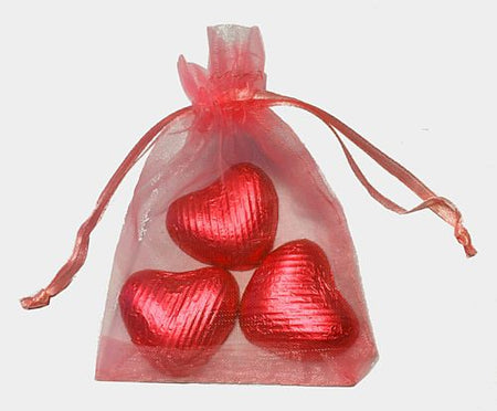 Favour Bag with 3 Chocolates- Red - Pack of 10