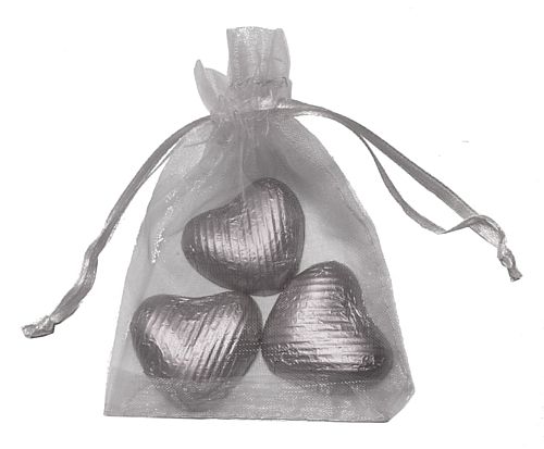 Favour Bag with 3 Chocolates- Silver- Pack of 10