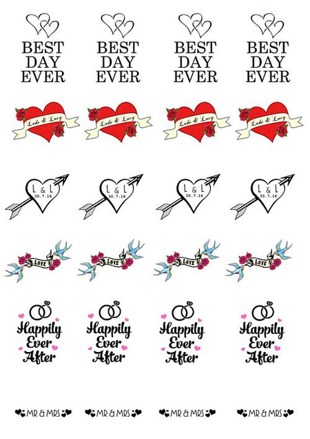 Personalised Wedding Tattoos- Pack of 24