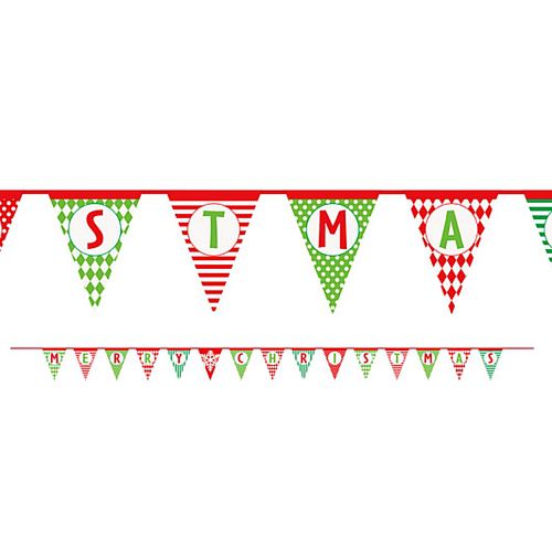 Merry Christmas Pattern Paper Flag Bunting - 4.25m
