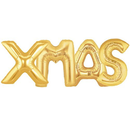 40cm Gold Foil Balloons 'XMAS' - Pack of 4