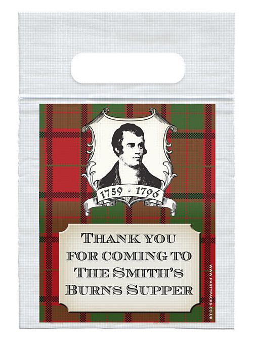 Personalised Tartan Card Insert With Sealed Party Bag - Pack of 8