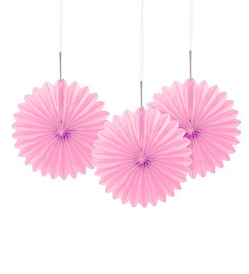 Light Pink Decorative Tissue Fans - 15.2cm - Pack of 3