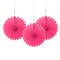 Hot Pink Decorative Tissue Fans - 15.2cm - Pack of 3