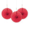 Red Decorative Tissue Fans - 15.2cm - Pack of 3