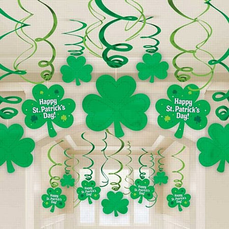 St. Patrick's Day Swirl Decorations - Pack of 30