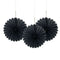 Black Decorative Tissue Fans - 15.2cm - Pack of 3