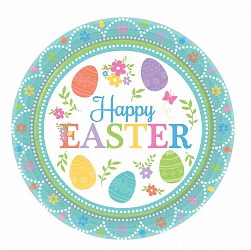 Happy Easter Paper Plates - 17.8cm - Pack of 8
