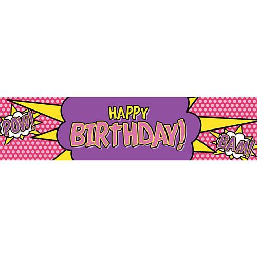 Pink Heroic "Happy Birthday" Banner - 1.2m