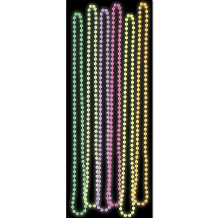 Glow In The Dark Party Beads - 83.8cm - Assorted Colours - Set of 6