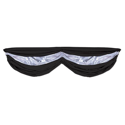 Black and Silver Fabric Drapes - 1.78m