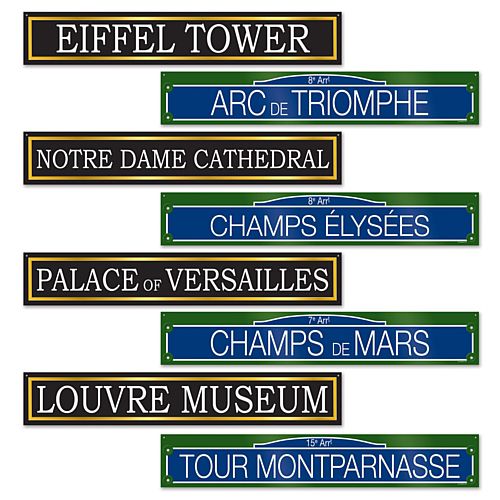 French Street Sign Cutouts - 61cm - Pack of 4