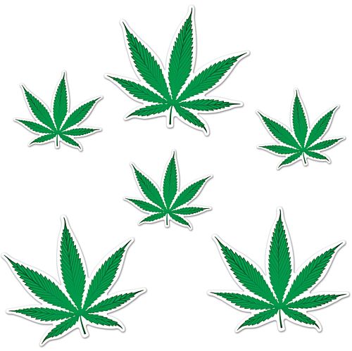 Cannabis Leaf Cutouts - 21.6cm - Pack of 6