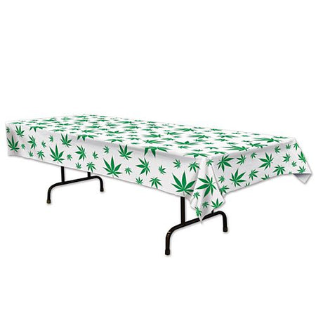 Cannabis Leaf Plastic Tablecloth - 2.74m