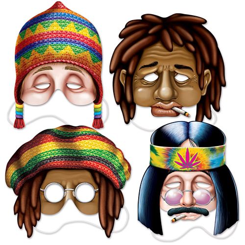 Hippie Card Masks - Pack of 4