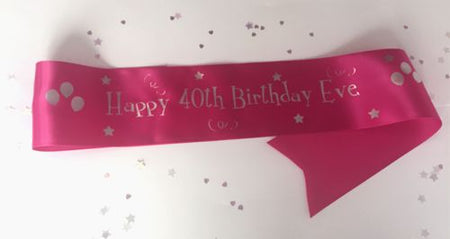 Personalised Birthday Sash- Hot Pink- 100mm