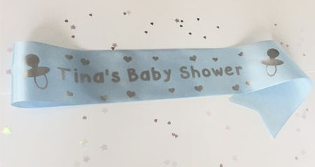 Personalised Baby Shower Sash- Pale Blue- 100mm