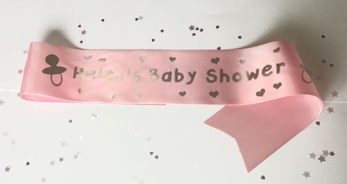 Personalised Baby Shower Sash- Pale Pink- 100mm