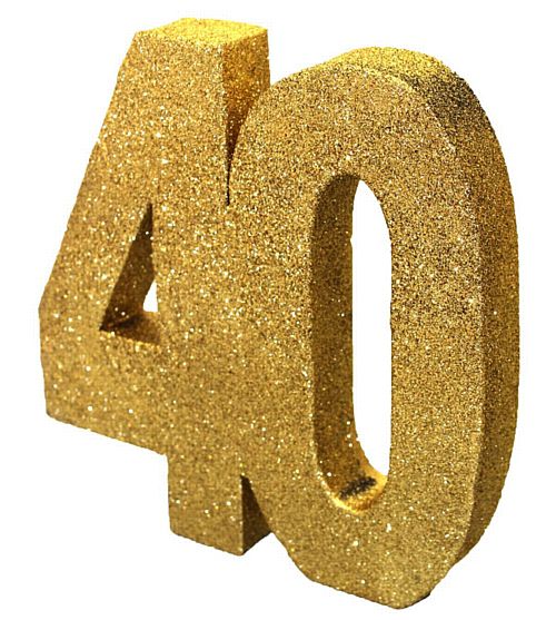 Gold Glitter Number 40 Table Decoration - 20cm