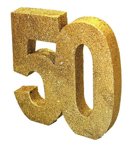 Gold Glitter Number 50 Table Decoration - 20cm