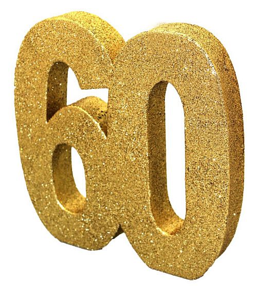 Gold Glitter Number 60 Table Decoration - 20cm