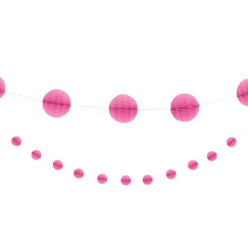 Hot Pink Honeycomb Ball Garland - 2.1m