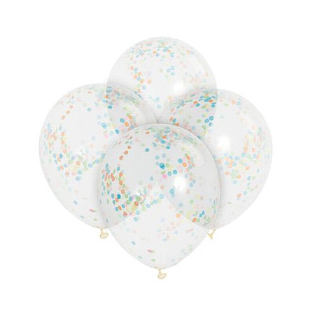 Clear Latex Multi Colour Confetti Balloons - 12