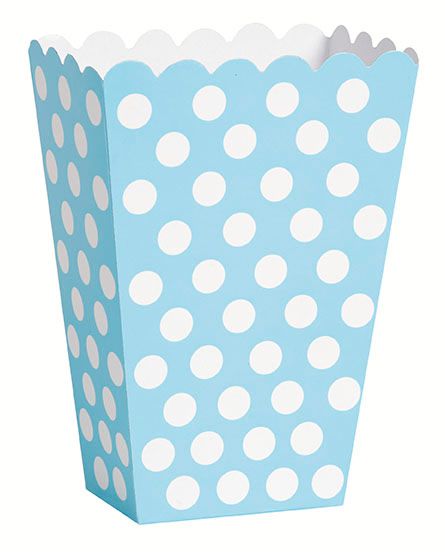 Pastel Powder Blue Dots Treat Boxes - Pack of 8