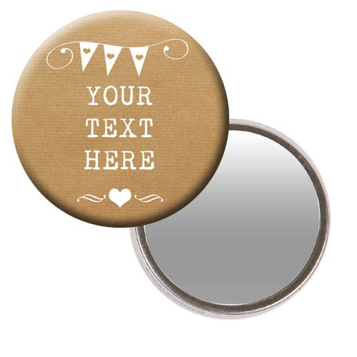 Personalised Pocket Mirror- Rustic Design