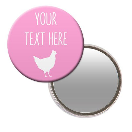 Personalised Pocket Mirror- Light Pink Hen Design
