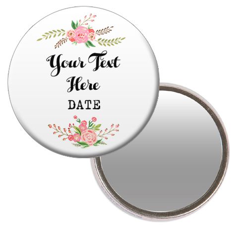 Personalised Pocket Mirror- Boho Flower Design
