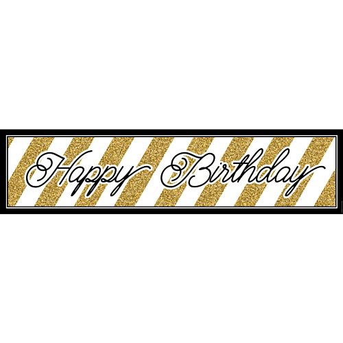 Black and Gold Birthday Banner - 1.2m