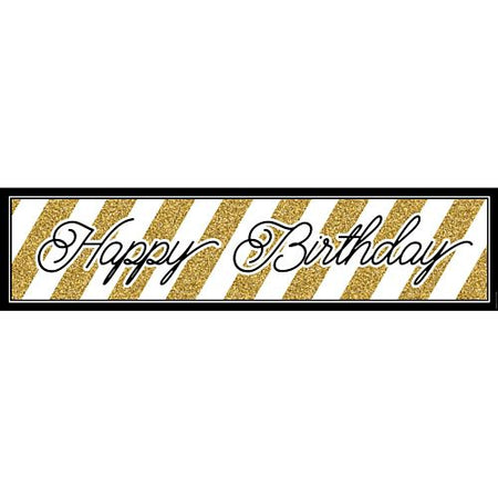Black and Gold Birthday Banner - 1.2m
