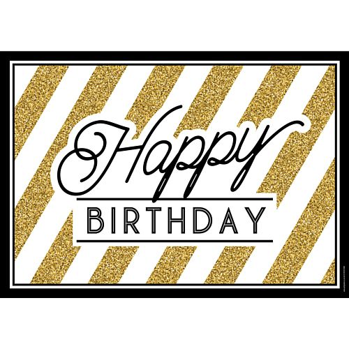 Black and Gold Happy Birthday Poster - A3