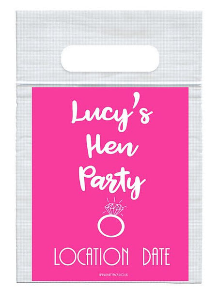 Personalised Team Bride Hen Party Card Insert With Sealed Party Bag - Pack of 8