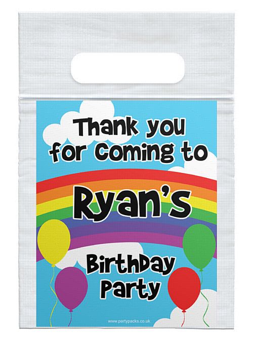 Personalised Rainbow Design Card Insert With Sealed Party Bag - Pack of 8