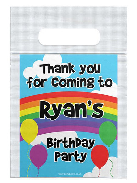 Personalised Rainbow Design Card Insert With Sealed Party Bag - Pack of 8