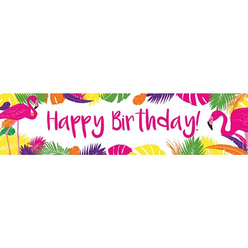 Tropical Flamingo Happy Birthday Banner - 1.2m