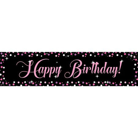 Birthday Sparkle Pink Happy Birthday Banner - 1.2m