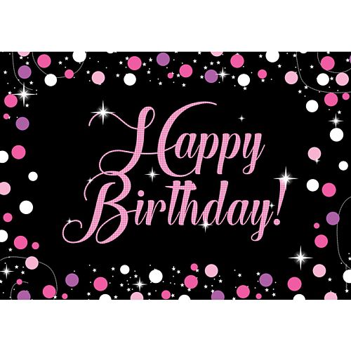 Birthday Sparkle Pink Happy Birthday Poster - A3