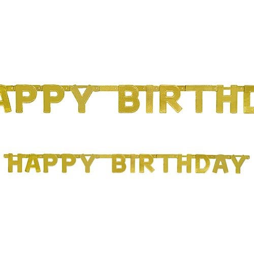 Happy Birthday Gold Jointed Letter Banner - 1.21m - Each