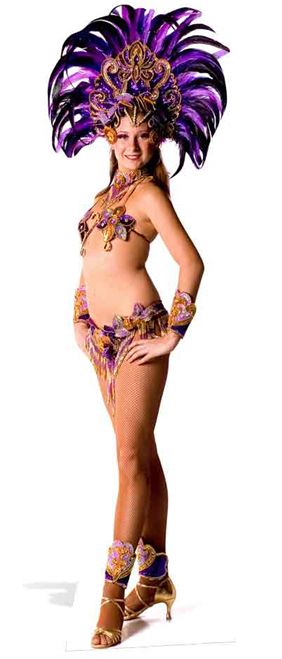 Carnival Purple Peacock Babe Cardboard Cutout - 1.94m