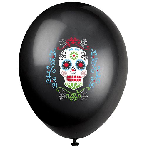 Day of the Dead Latex 4 Colour Balloons - 11" - Pack of 6