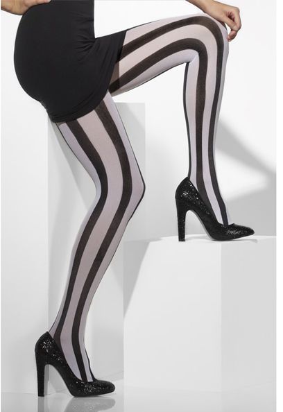 Black And White Vertical Stripe Tights